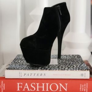Black Suedette Platform Ankle Boots